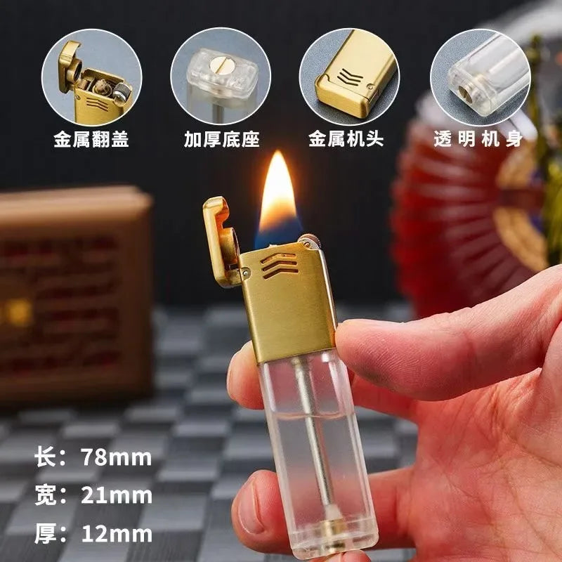 Transparent Acrylic Grinding Wheel Lighter – Visible Fuel Window