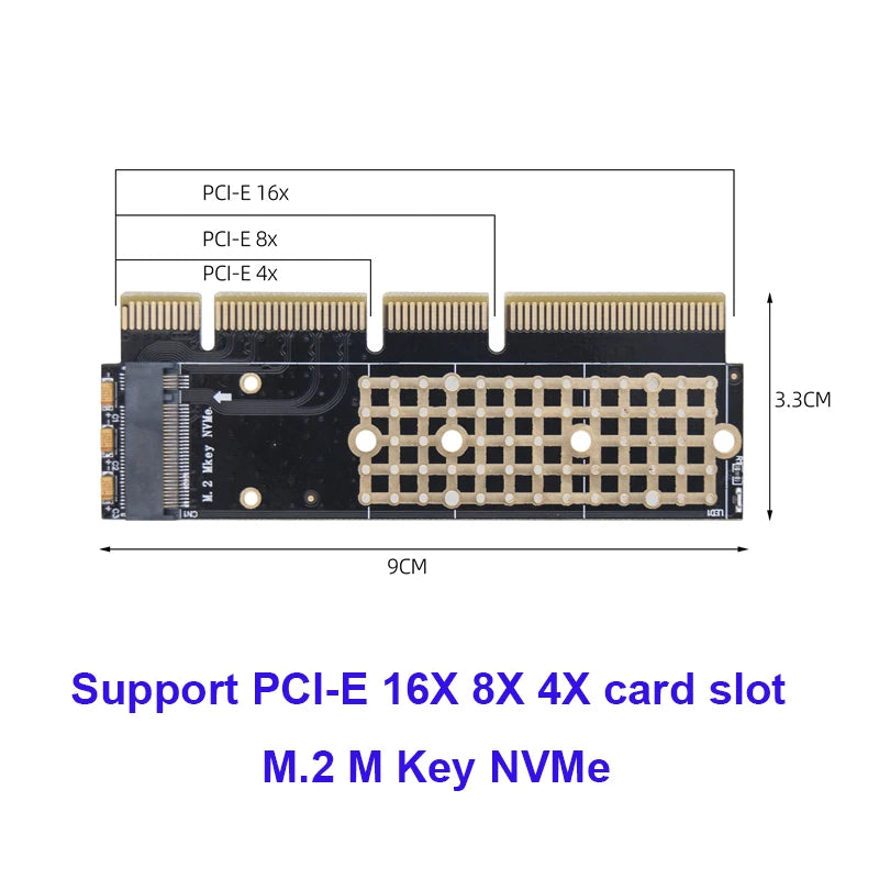 M.2 NVMe M-Key to PCIe 3.0 SSD Adapter Card – X4 X8 X16