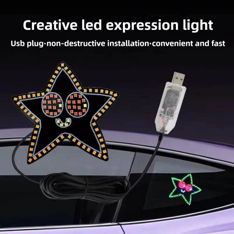 Car LED Pentagram Neon Ambient Light – 5V USB Interior Glow