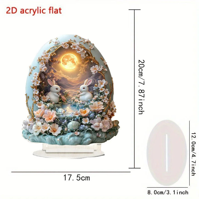 Easter Rabbit Acrylic Ornament – 2D Cute Cottage Egg Decor