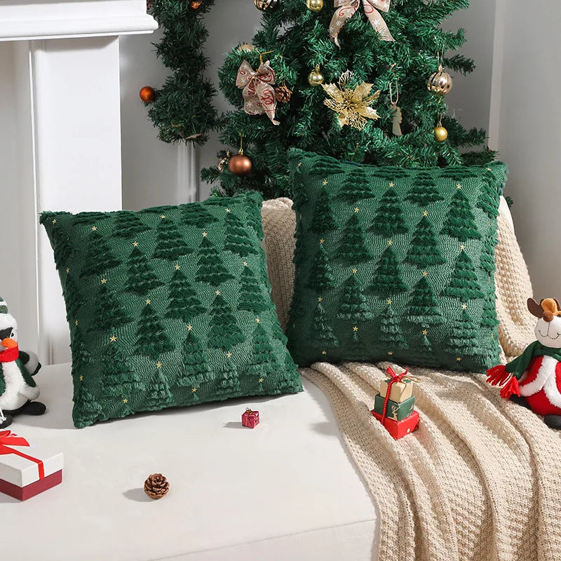 VIKAMA 3D Fluffy Christmas Tree Throw Pillow Cover | Xmas Decor
