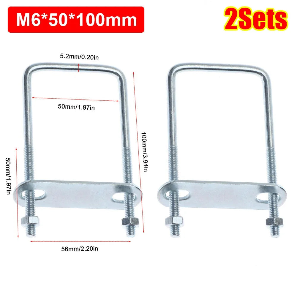 2-Pack M6 Right Angle Square U-Bolt Pipe Clamp with Baffle