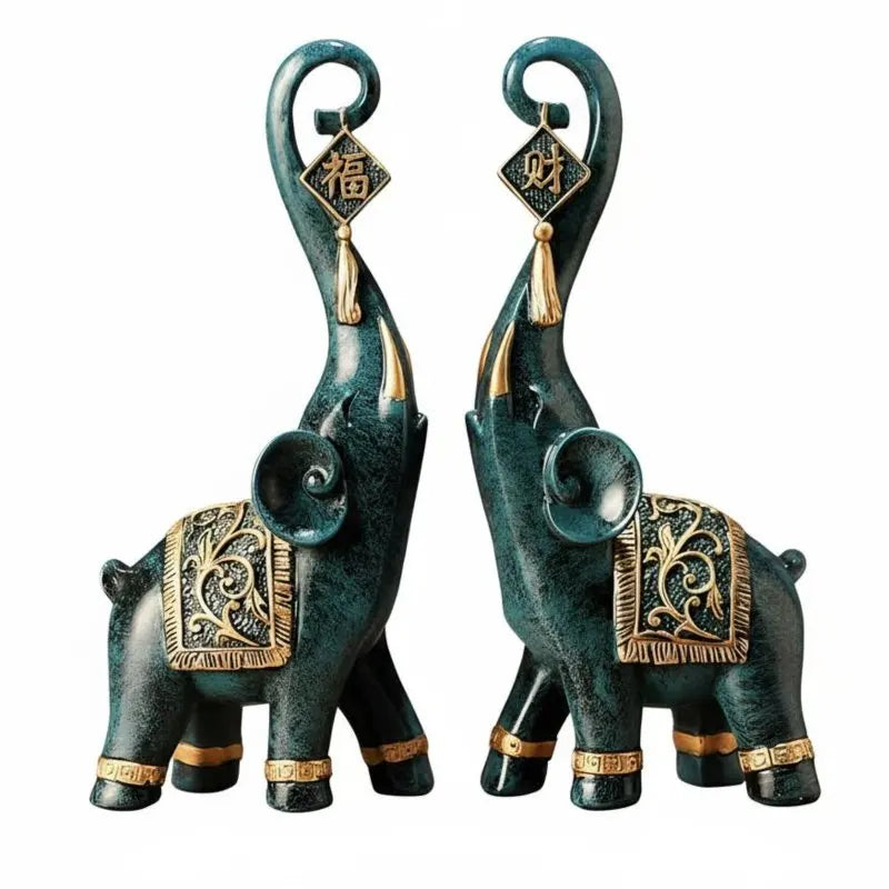 Modern Elephant Resin Figurine – Fortune & Blessing Home Decor