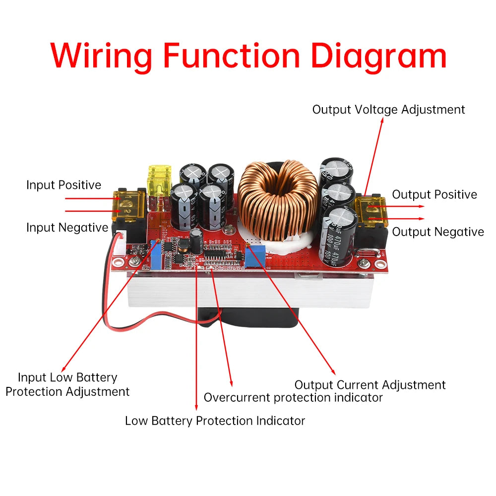 DC-DC Boost Converter 1800W 40A / 1200W 20A Adjustable Step-Up
