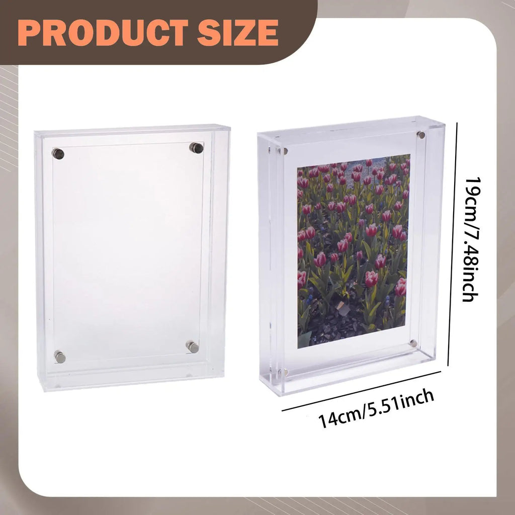 Double-Sided Clear Acrylic Photo Frame 4x6 Tabletop Stand