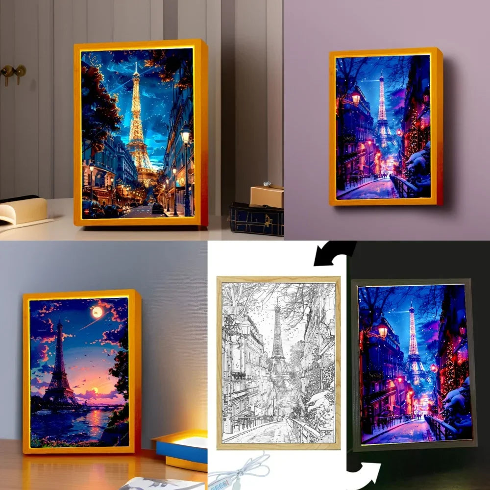 LED Light Painting Picture Frame – 3-Color Wall Art Night Lamp