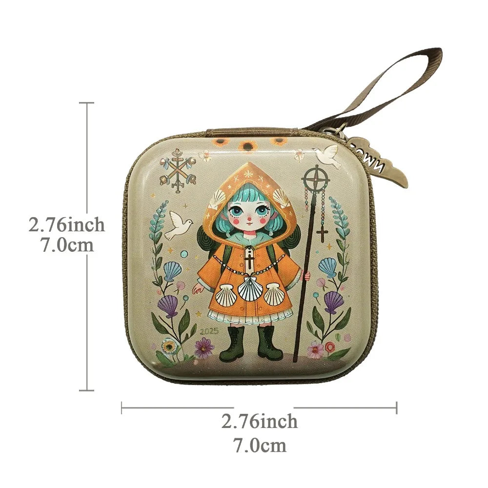Virgin Mary Rosary Storage Bag – Zippered Prayer Pouch 7x7cm