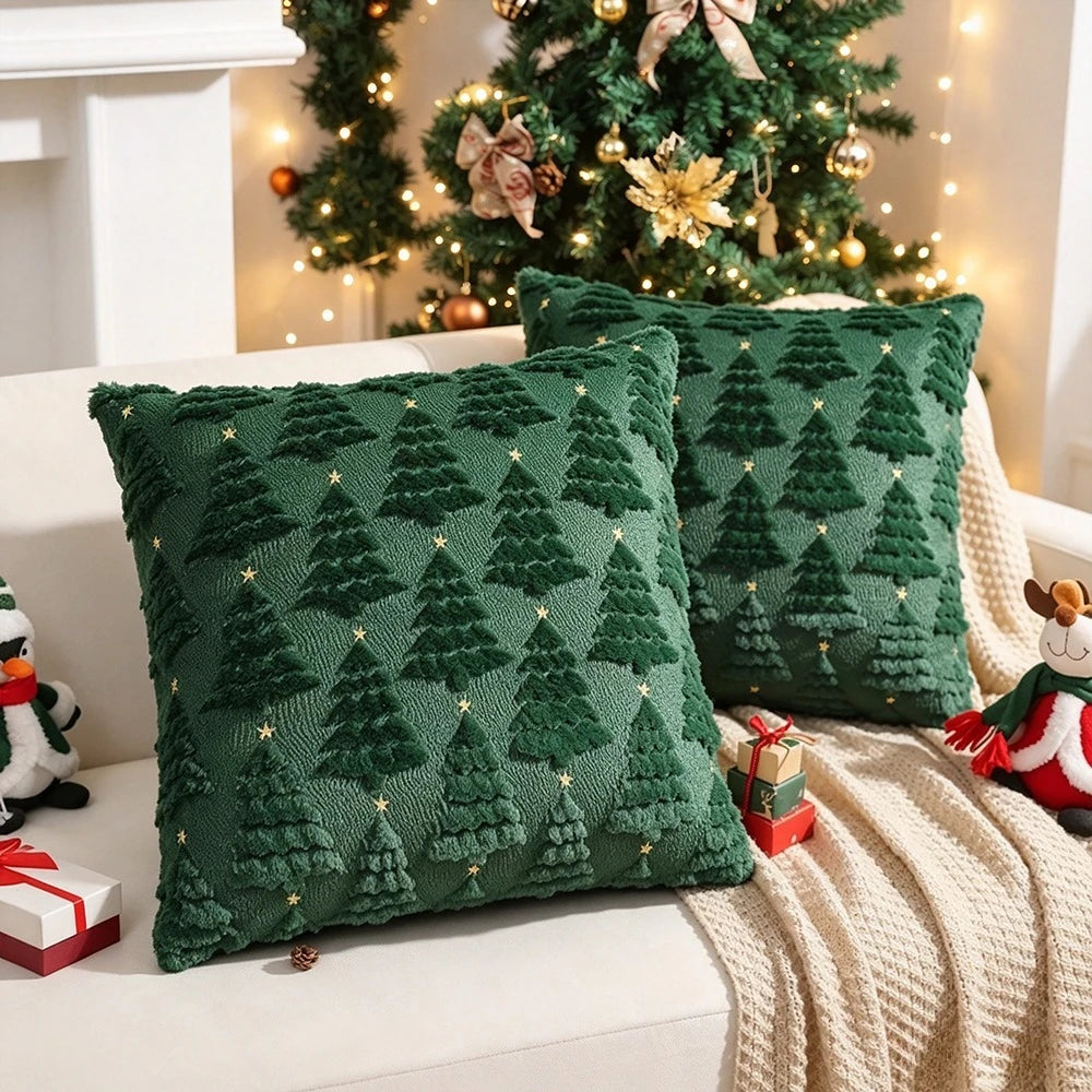 VIKAMA 3D Fluffy Christmas Tree Throw Pillow Cover | Xmas Decor