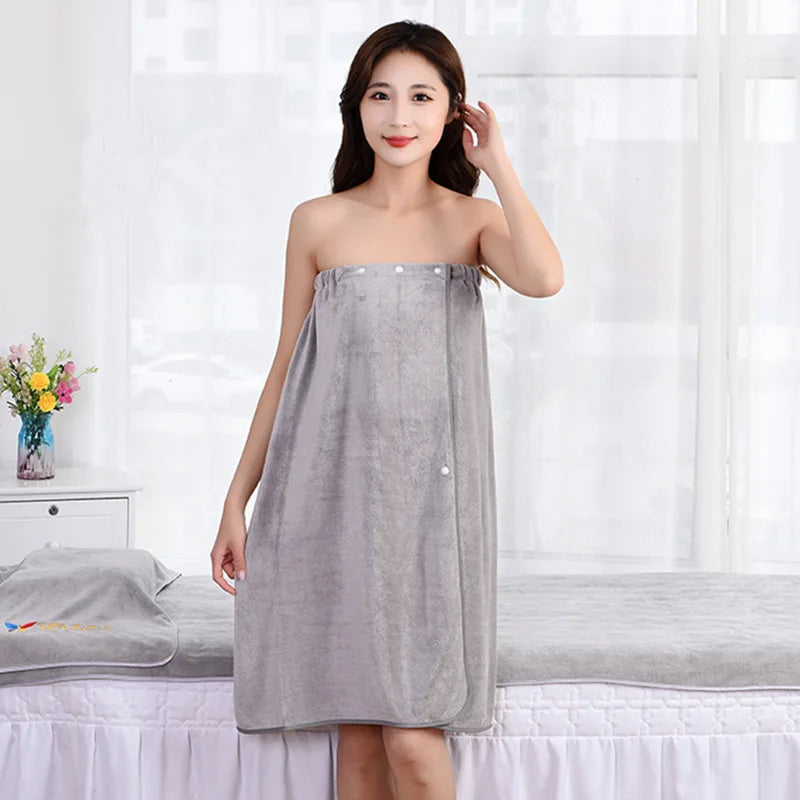Microfiber Wearable Bath Towel Wrap – Thick Sauna Bathrobe