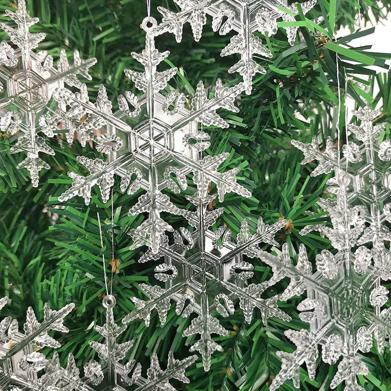 Snowflake Ice Strip Pendants – DIY Christmas Tree Ornaments 6pk