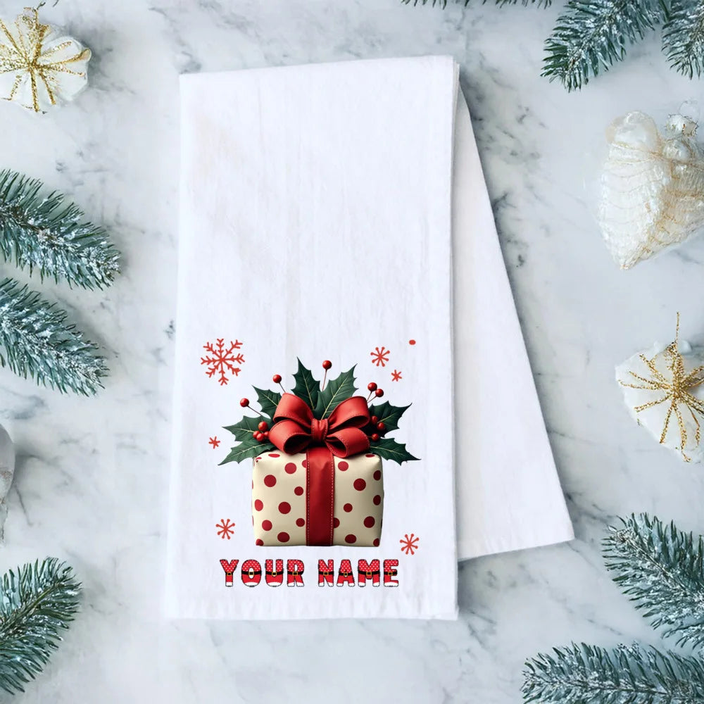 Personalized Christmas Tea Towel – Festive Holiday Kitchen Gift