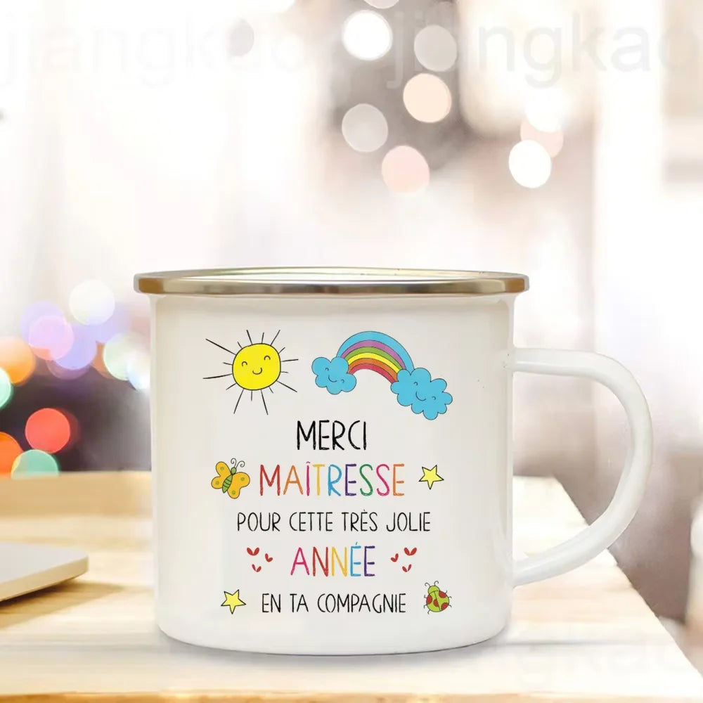 Thank You Teacher Enamel Mug – Teacher's Day Gift Cup