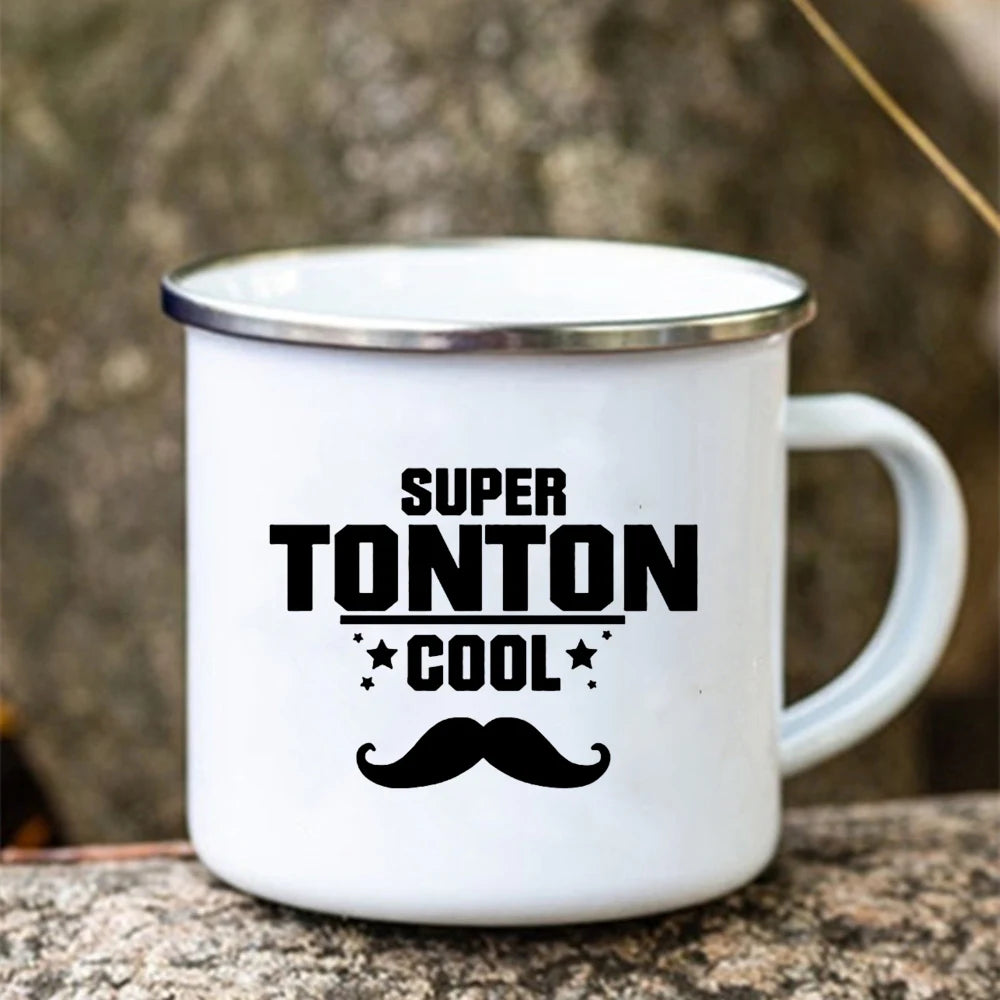 Super Tonton Papy Enamel Camping Mug – Father's Day Gift