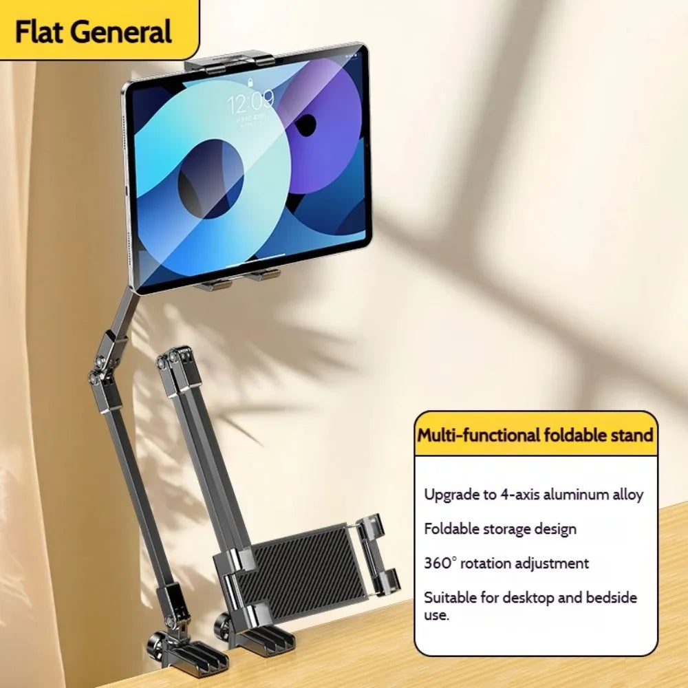 Foldable Tablet & Phone Stand – 3-Section Arm, 5–12 Inch