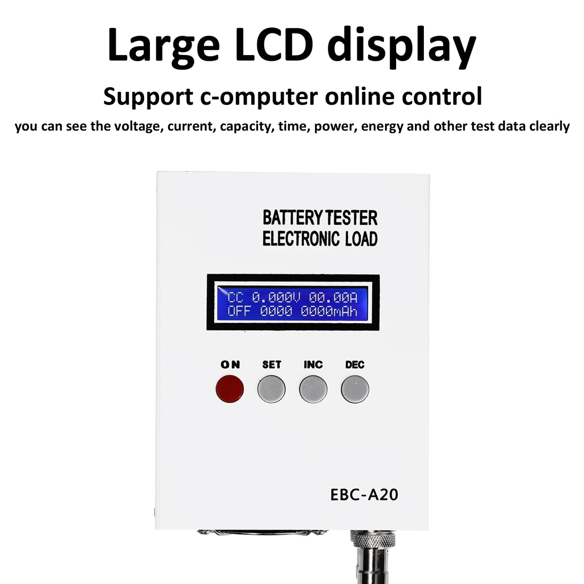 EBC-A20 Battery Capacity Tester 30V 20A 85W – PC Control