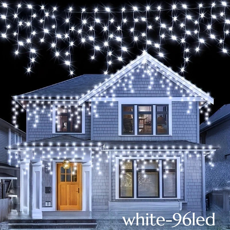 Solar Icicle String Lights – Outdoor Christmas Garden Decor