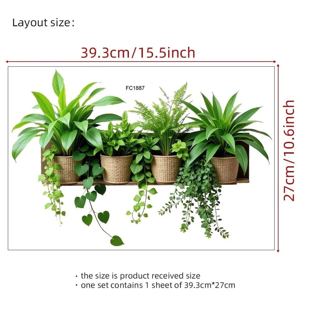 Self-Adhesive Green Plant Wall Sticker | Peel & Stick Decal