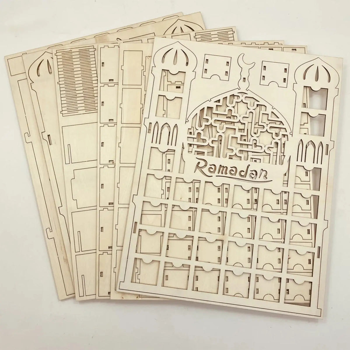 Wooden Ramadan Advent Calendar 30 Drawers LED Light Eid Gift