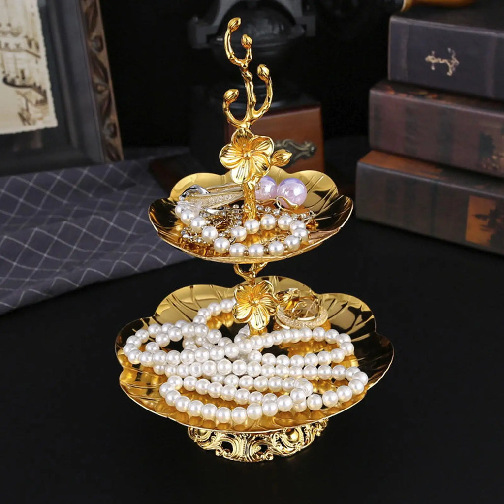 Golden 2-Tier Dessert & Fruit Stand | Elegant Metal Pastry Tray