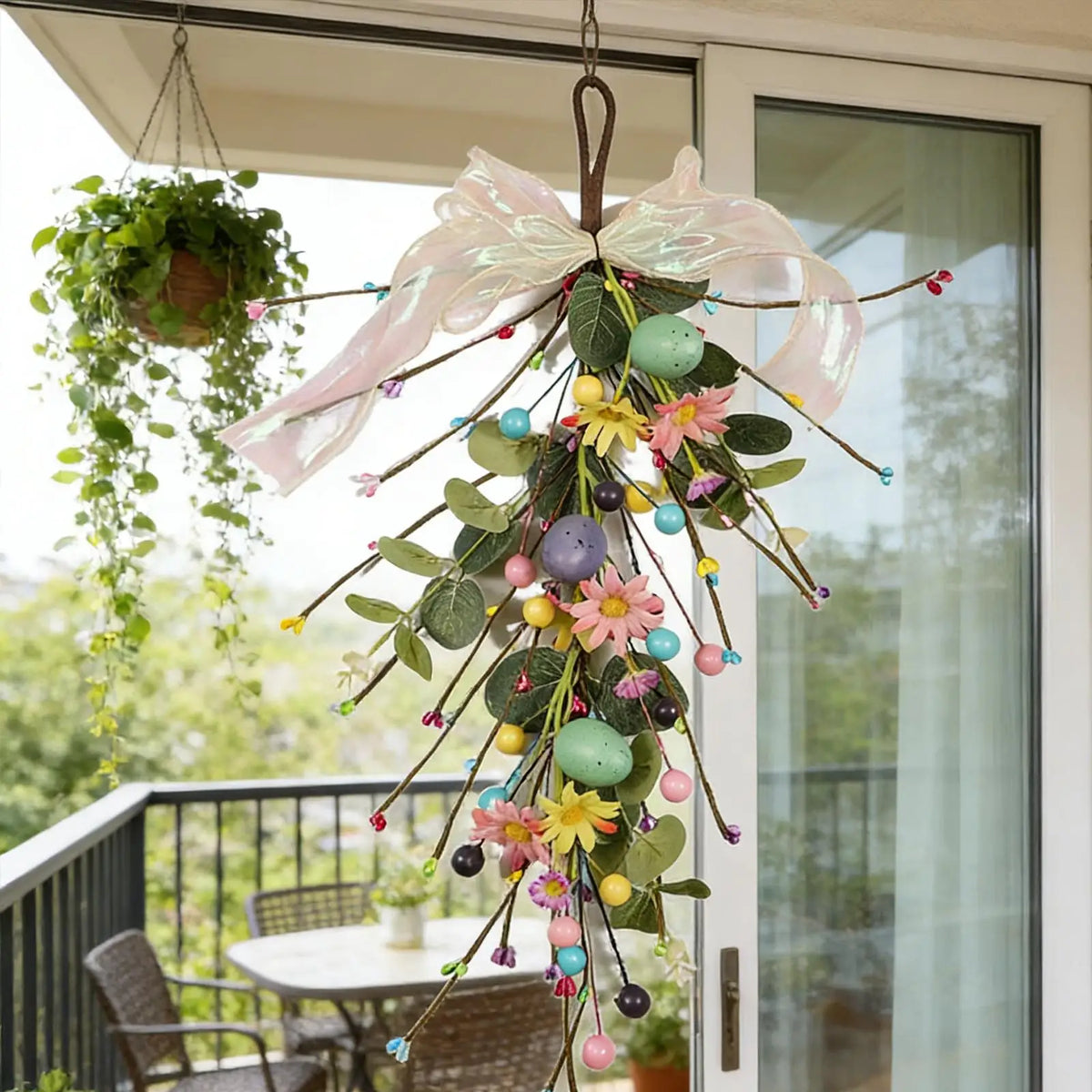 Artificial Easter Garland Floral Wreath | Spring Front Door Décor