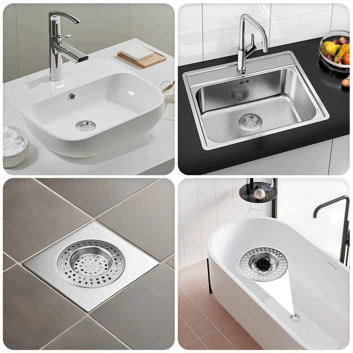Stainless Steel Sink Strainer & Pop-Up Drain Filter Basket