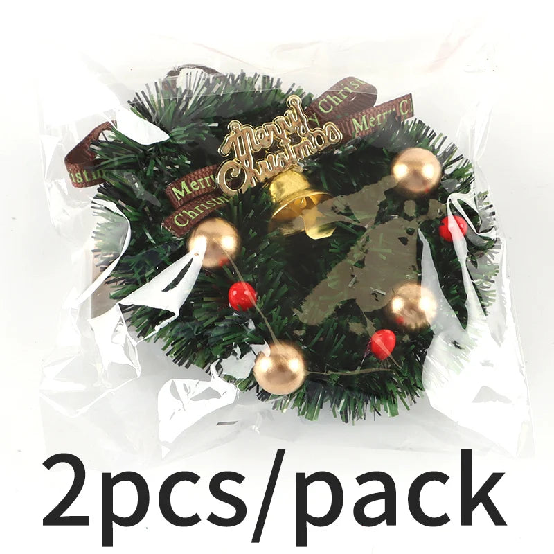 Mini Christmas Wreath Bell Pendants – 2 Pack, 55mm Ornaments
