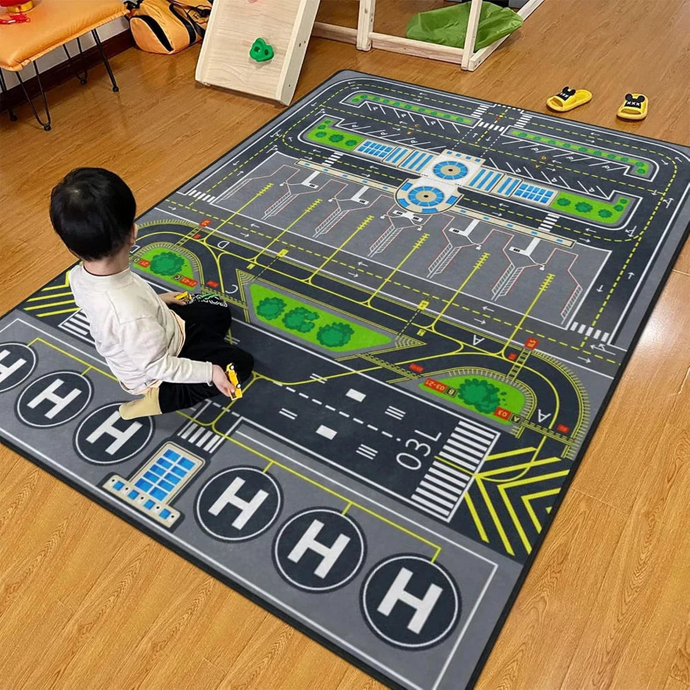 Kids Racing Track Play Mat Rug | Educational Car Carpet