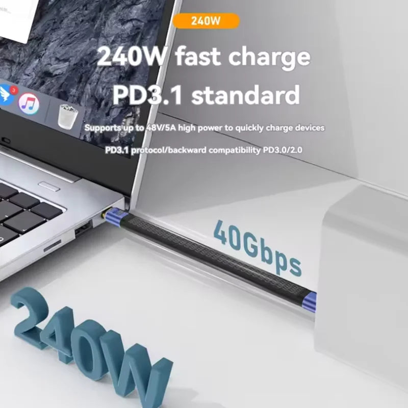 USB4 Short Cable 40Gbps 240W PD Fast Charging Thunderbolt 4/3