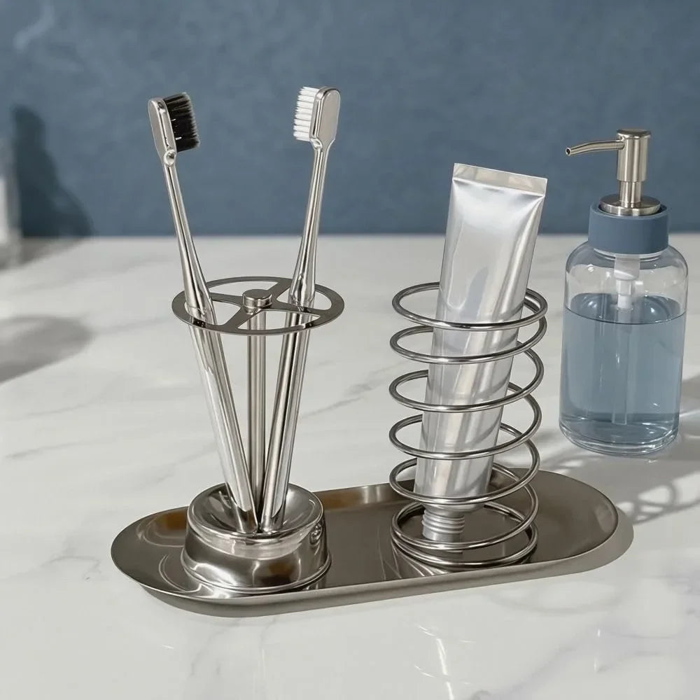 3-Piece No-Drill Wall Mounted Toothbrush & Toothpaste Holder