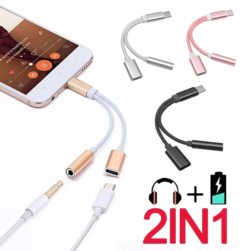2-in-1 USB-C to 3.5mm Audio & Charging Adapter Cable
