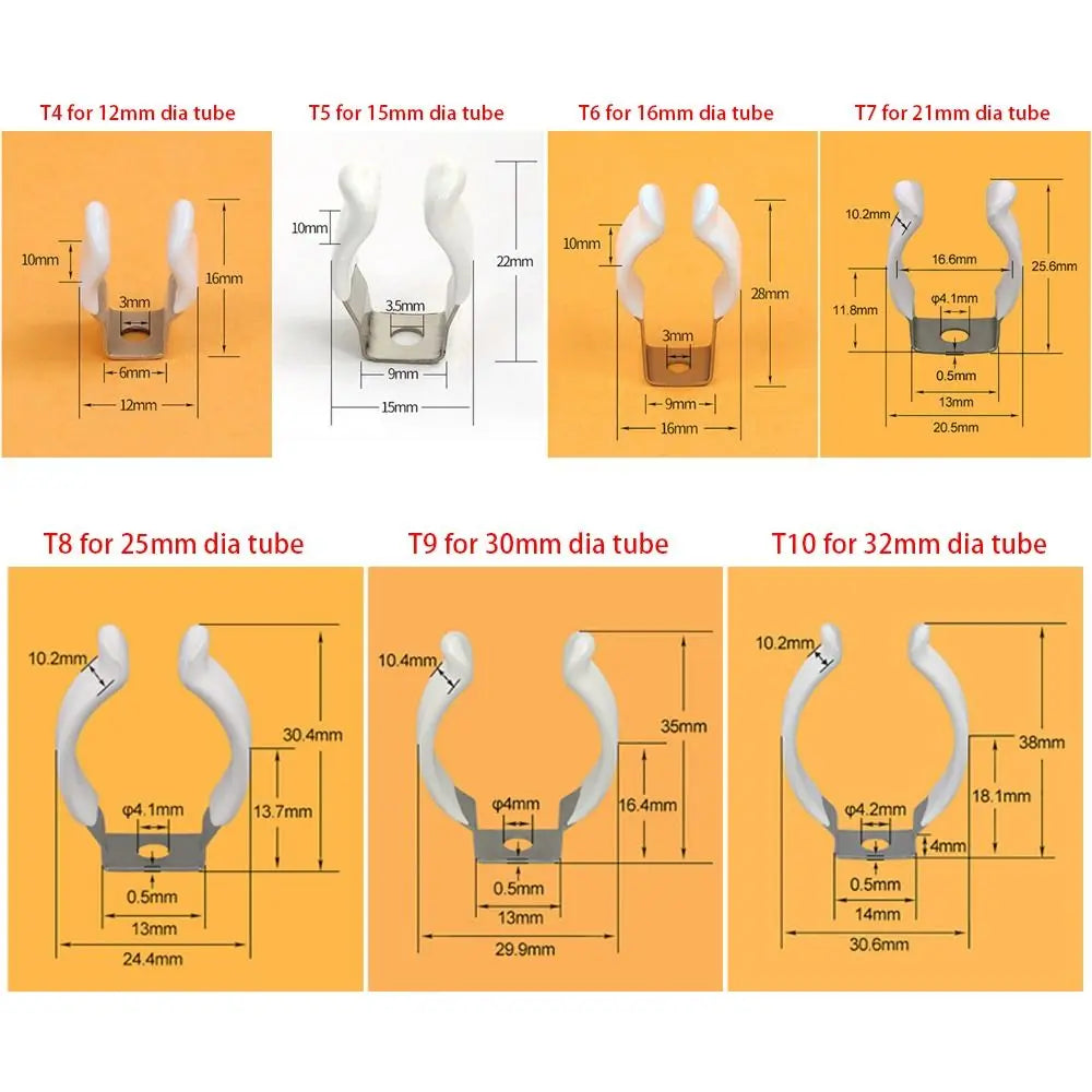 5-Pack Spring Terry Clip Clamp Holders – Rubber Protected T4–T10
