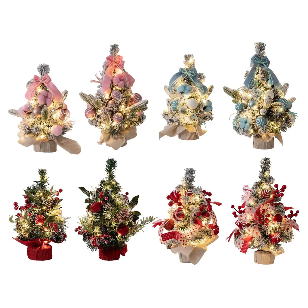 Mini Christmas Tree with Lights – Artificial PVC Desktop Decor