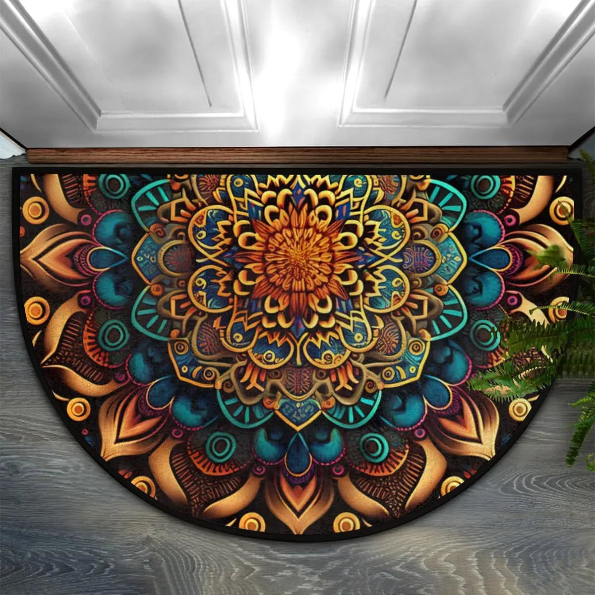 Semi-Circular Non-Slip Doormat – Indoor & Outdoor Entrance Rug