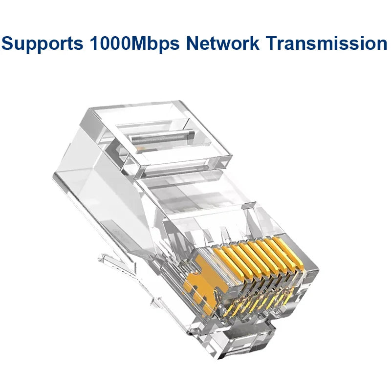 RJ45 Cat6/Cat6e Gold-Plated Network Connector Plugs 20/50/100pk