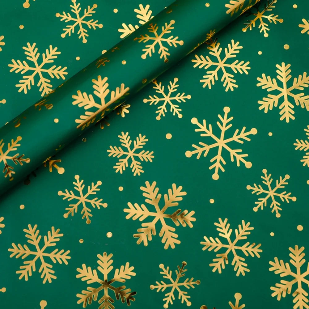 Gold Foil Christmas Wrapping Paper 50x70cm | Snowflake & Tree