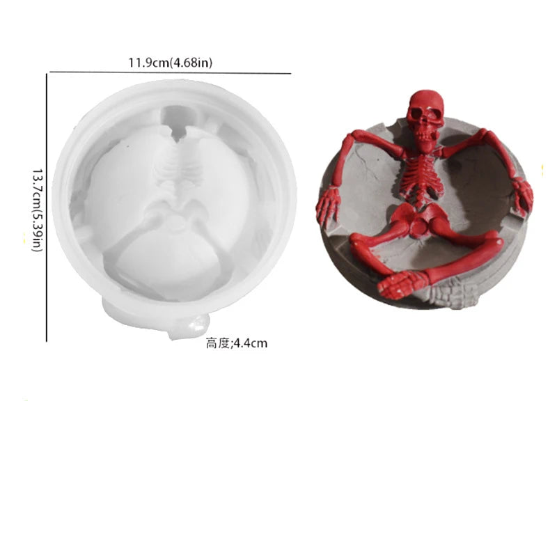 Skull Skeleton Silicone Ashtray Mold – Gothic Halloween DIY Décor