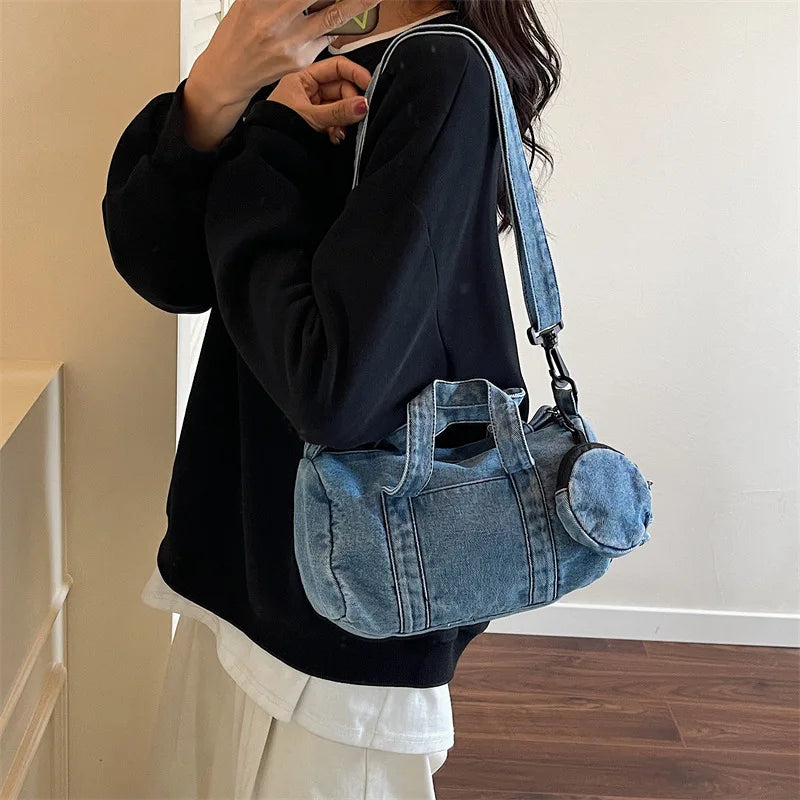 Women's Denim Tote Bag – Shoulder & Crossbody Handbag