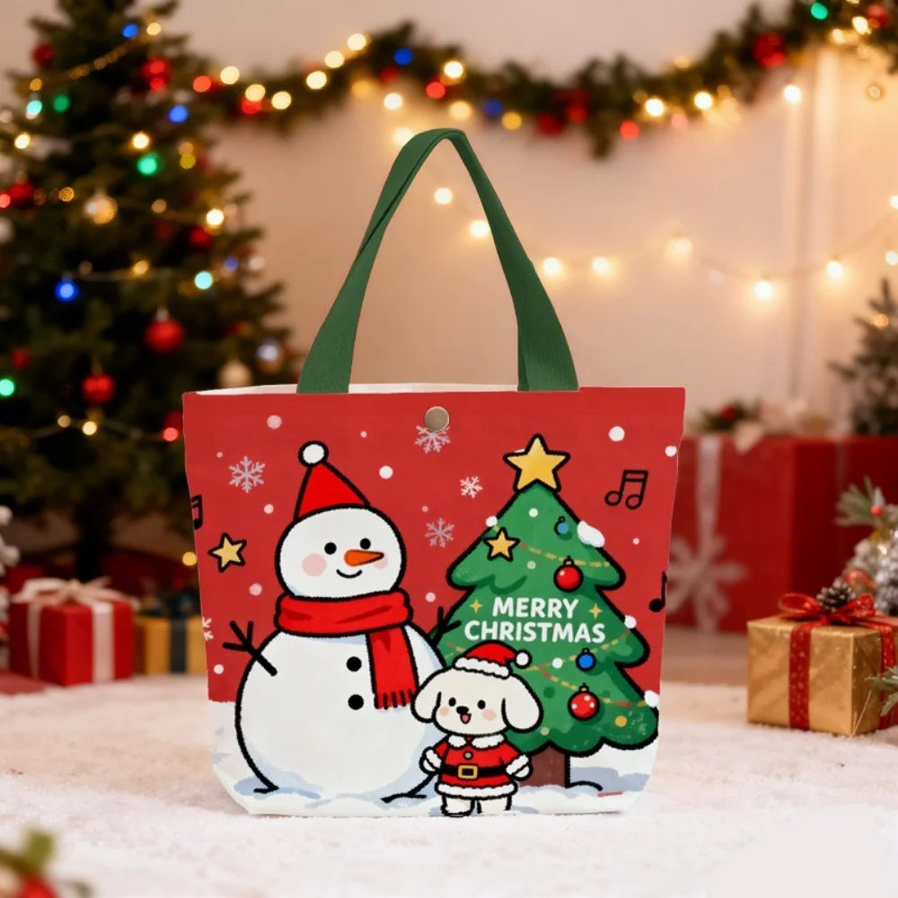 Christmas Canvas Tote Gift Bag – Santa Claus Holiday Design