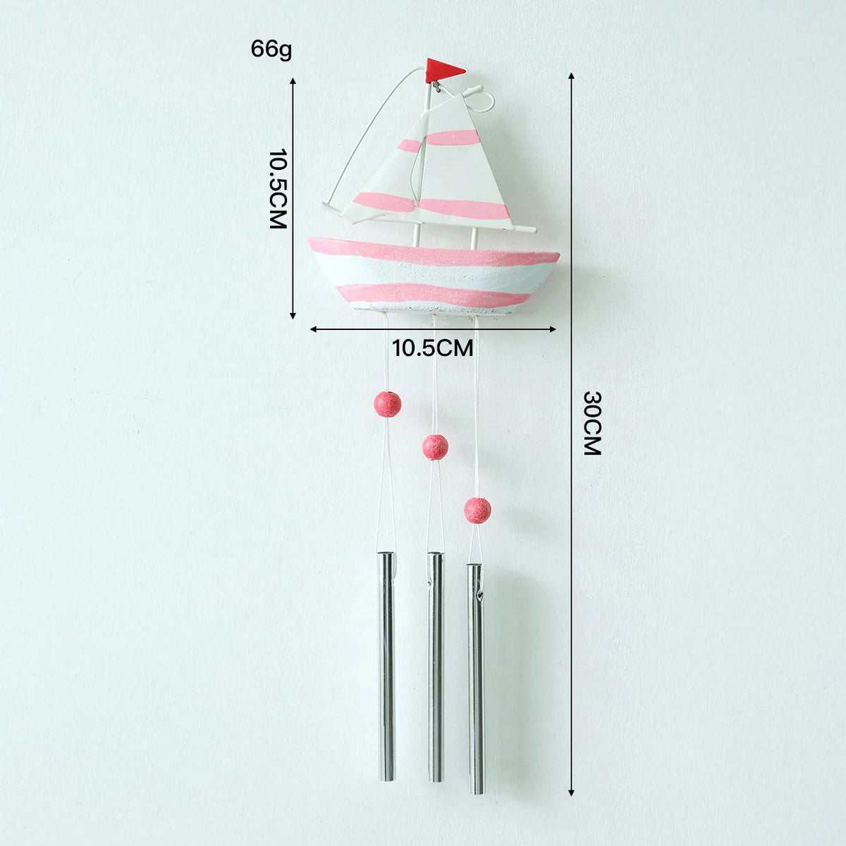 Mediterranean Sailboat Wind Chime – Metal & Wood Hanging Decor