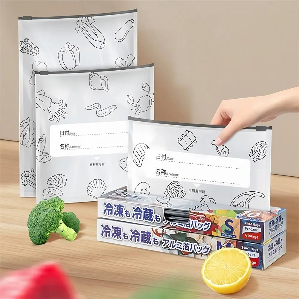 10-Pack Aluminum Foil Zip Lock Bags – Reusable Freezer Storage