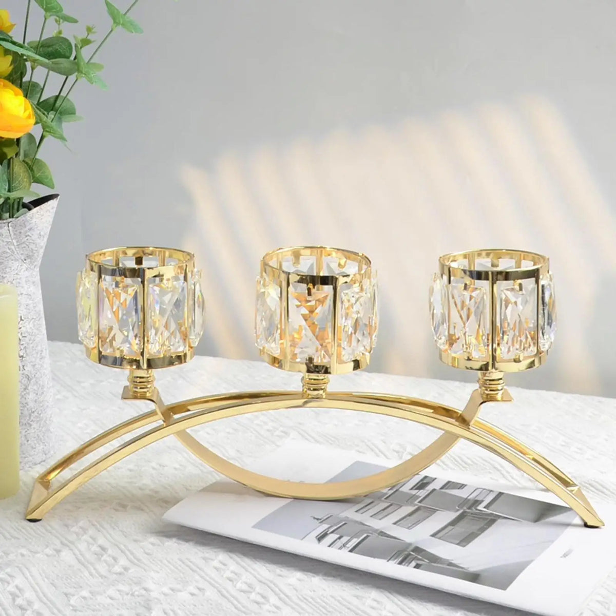 3-Arm Iron Tealight Candelabra | Votive Candlestick Stand
