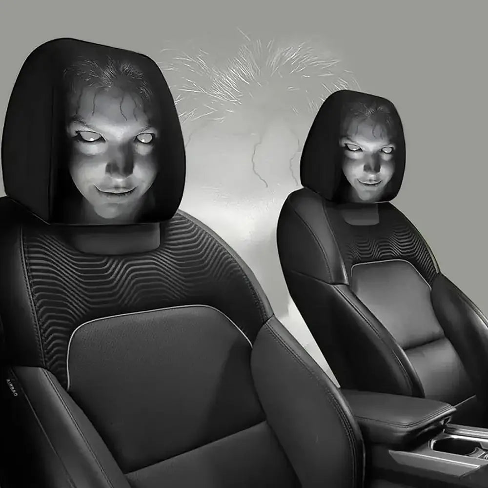 2-Pack Halloween Ghost Face Car Headrest Covers | Elastic Fit