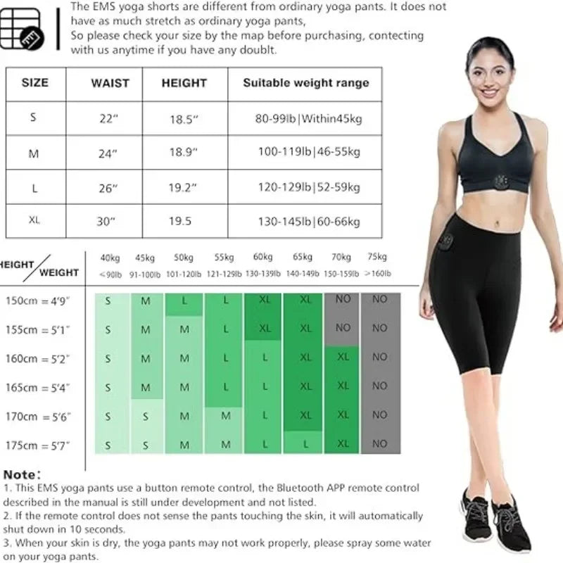 EMS Pulse Yoga Shorts – Butt Lifting, 8 Modes 19 Levels