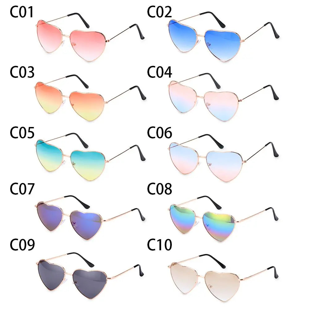 Heart-Shaped Sunglasses UV400 Metal Frame – Women's
