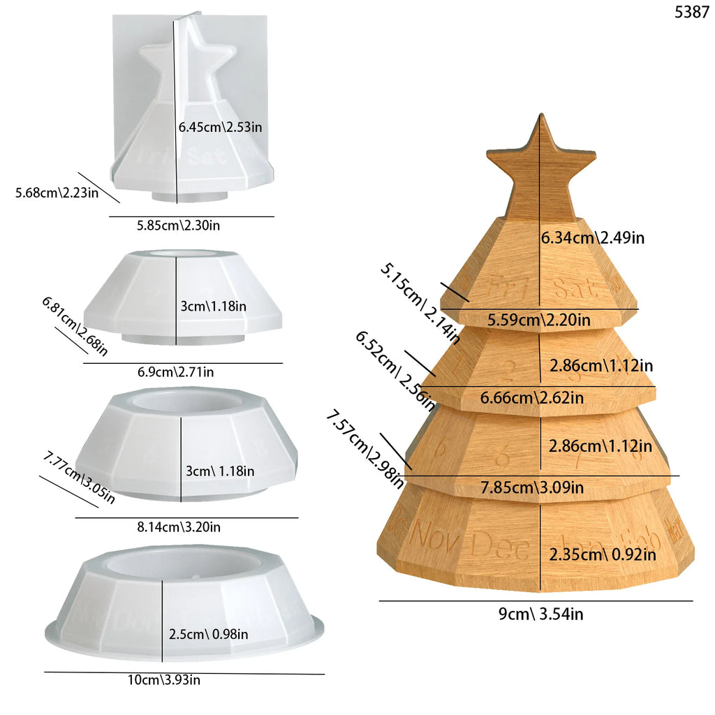 Christmas Tree Perpetual Calendar Silicone Mold – DIY Resin & Candle