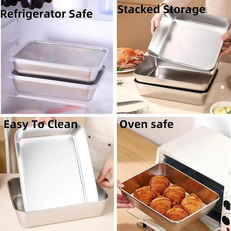 3-Piece Stainless Steel Airtight Lunch Box Food Storage Set