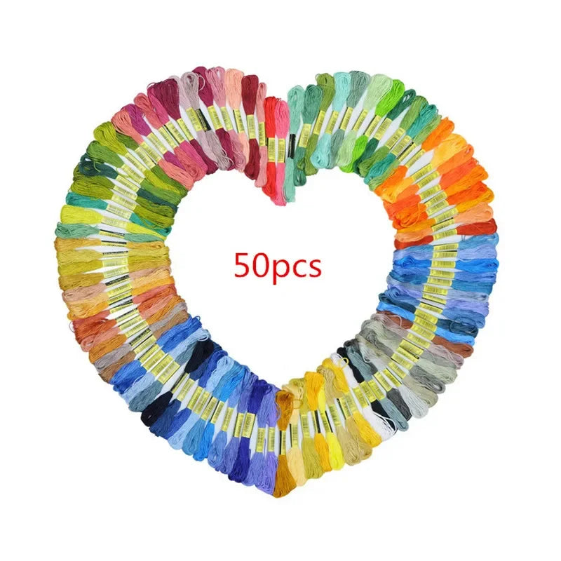 Rainbow Embroidery Thread Set – 50 or 100 Pcs Cross-Stitch Floss