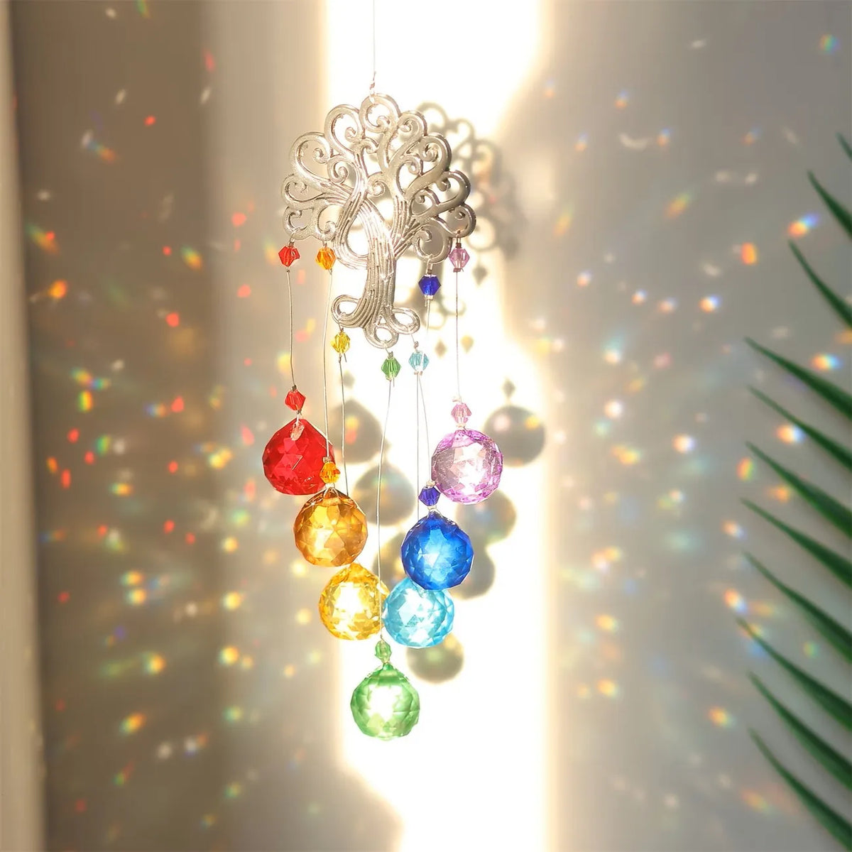 Seven Chakra Tree of Life Crystal Ball Rainbow Sun Catcher