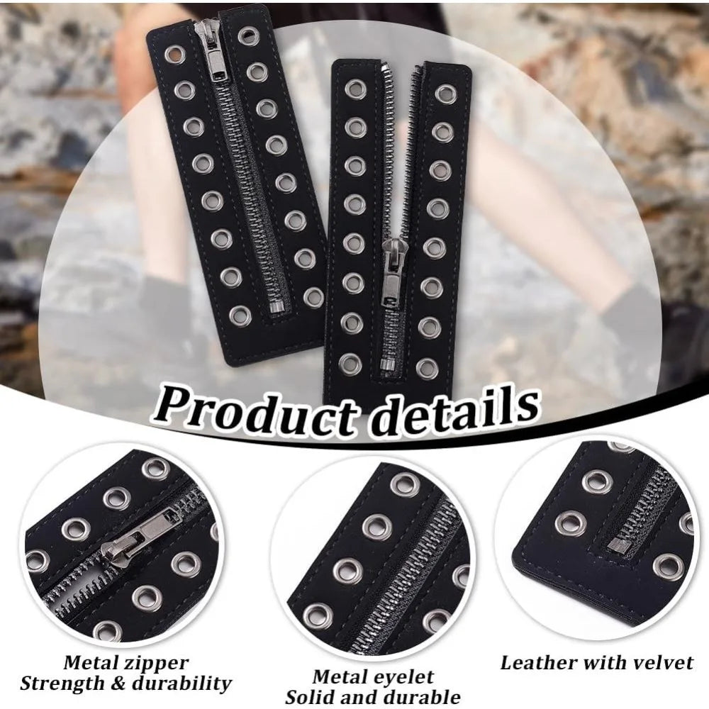 Leather No-Tie Zipper Shoe Laces – 8 Eyelet Lace-In Inserts