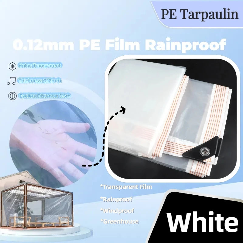 0.12mm Transparent PE Tarpaulin – Waterproof Garden Cover